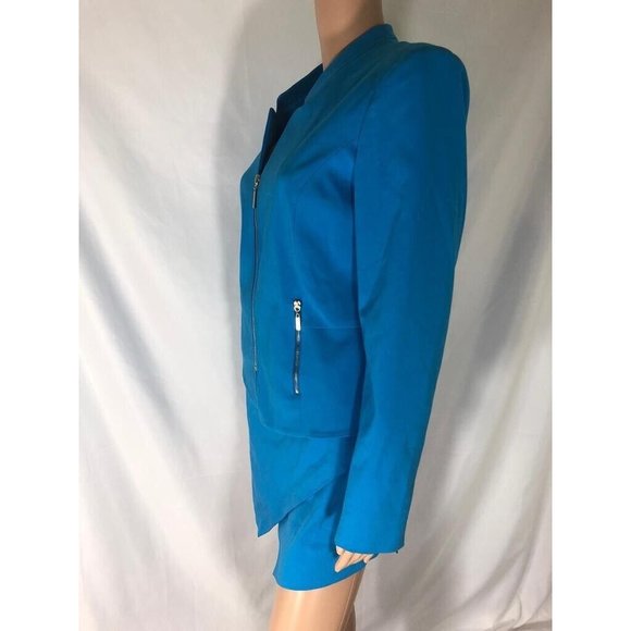 NWT Guess By Marciano Suit Set Light Blue Jacket Coat Full Zip & Skirt Mini 10 - Picture 12 of 12